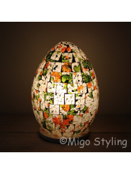 Gekleurde Mozaiek design tafellamp Egg (rood oranje groen)