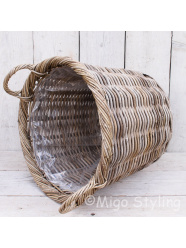 Kaminkorb / Pflanzenkorb rund (XL) Rattan Grau