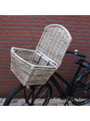 Fahrradkorb mit Deckel (L), Rattan Grau