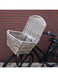 Fietsmand met deksel L grey rotan