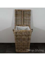 Wasmand Top taps model met binnenzak grey rotan