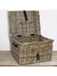 Mand met deksel (XL) grey rotan