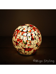 Gekleurde Mozaiek design tafellamp Bol (rood oranje groen)