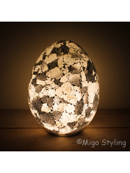 Mozaiek design tafellamp Egg zwart grijs wit