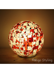 Gekleurde Mozaiek design tafellamp Bol (oranje)