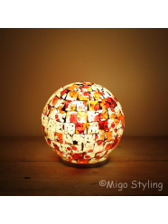 Gekleurde Mozaiek design tafellamp Bol (rood oranje)