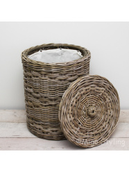 Wäschekorb rund mit Innensack 46 cm, Rattan Grau