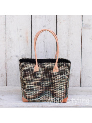 Jute tas in naturel en zwart medium