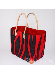 Jute tas Rood met zwarte strepen