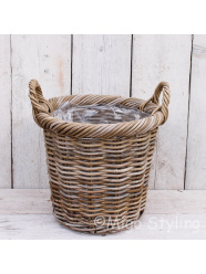 Mand rond klein met hengels grey rotan