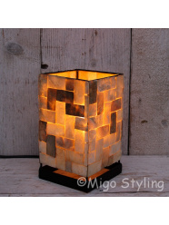 Mosaik Muscheln Tischlampe Bronze Farbe Steinmotiv