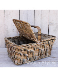 Picknickkorb mit 2 Klappen grau Rattan