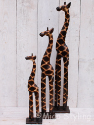 Set houten giraffe van massief hout