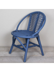 Vintage Rattan Kinderstuhl Blau