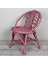 Vintage Rattan Kinderstuhl Rosa