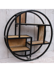Wandrek Rond industrieel metaal zwart Dia 60 cm