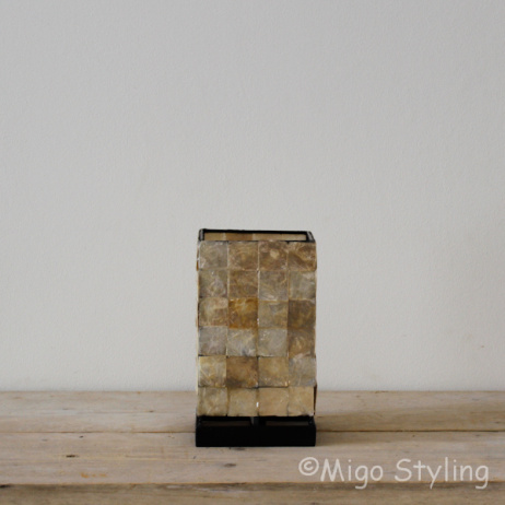 Mozaiek schelpen tafellamp bronskleur