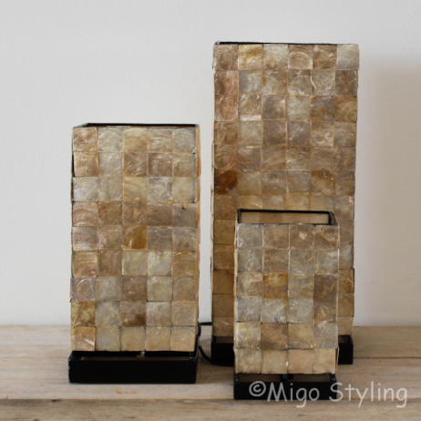 Mosaik-Muschel-Tischlampe in Bronzefarbe
