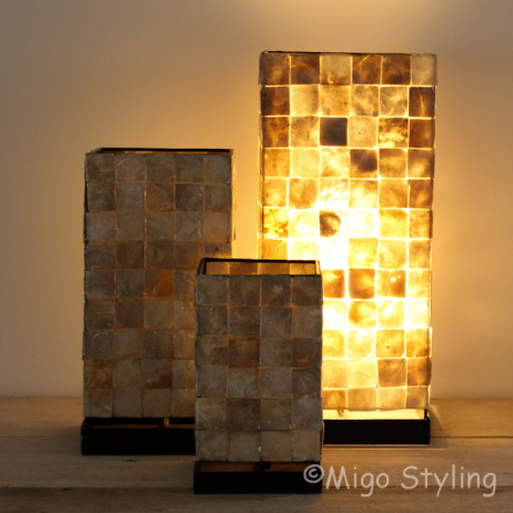 Tischleuchte Mosaik Muscheln 30 cm bronzefarben
