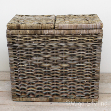 Duo Wäschekorb Rattan Grau 