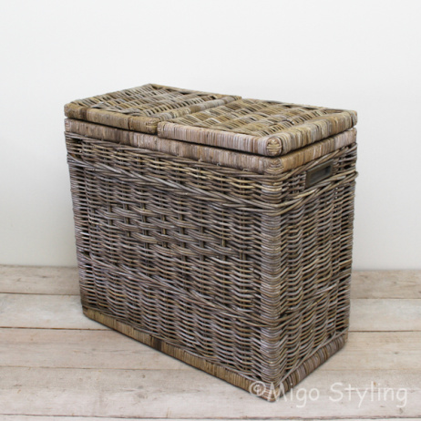 Duo Wäschekorb Rattan Grau