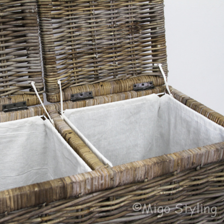 Duo Wäschekorb Rattan Grau