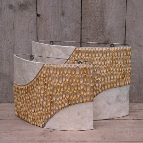 Wandleuchte Bambus hell 43 cm breit