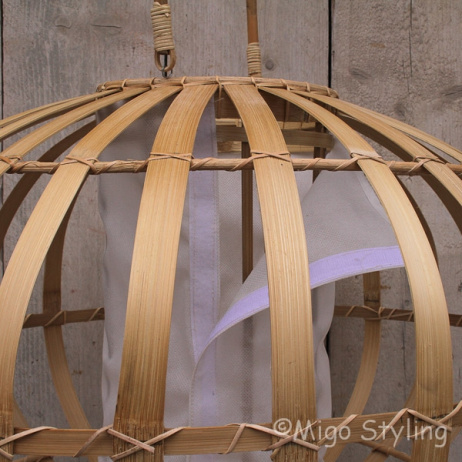 Hanglamp bamboe met stoffen koker