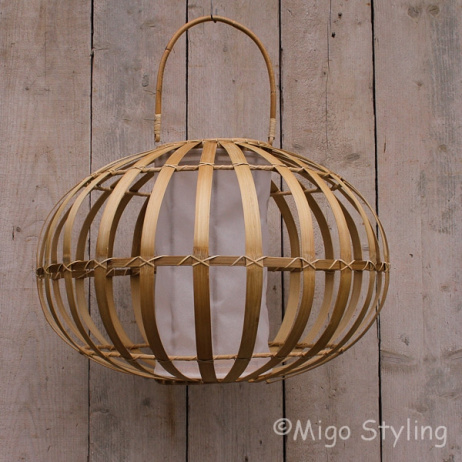 Hanglamp bamboe met stoffen koker 