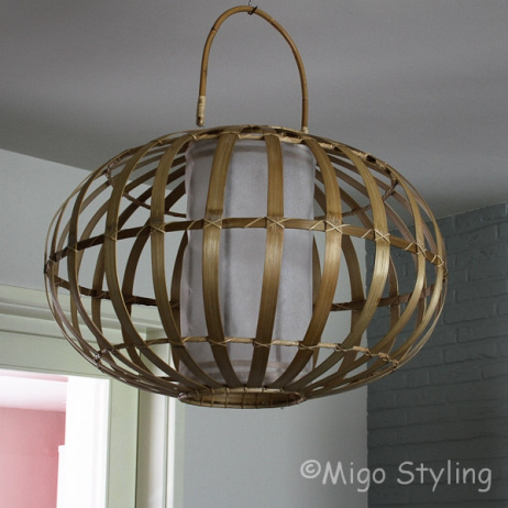 Hanglamp bamboe met stoffen koker 