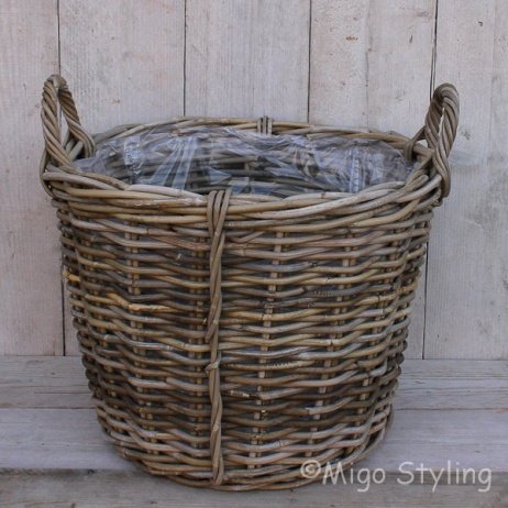 Aardappelmand groot grey rotan 