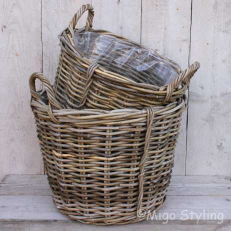 Aardappelmand middel grey rotan