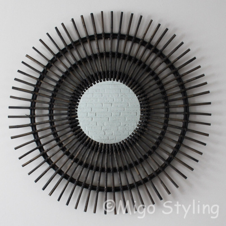 Rotan spiegel rond Kubo Grijs 