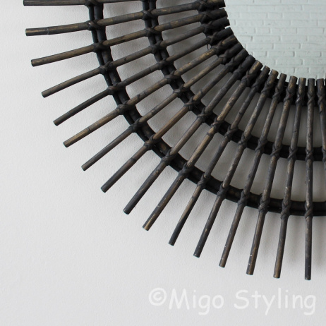 Rotan spiegel rond Kubo Grijs 