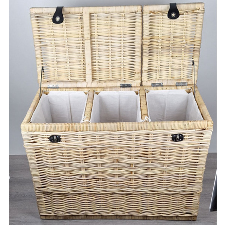 Drie vakken wasmand Naturel