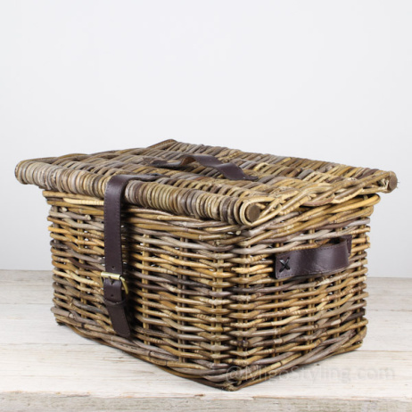 Bakfietsmand middel met deksel Bruin