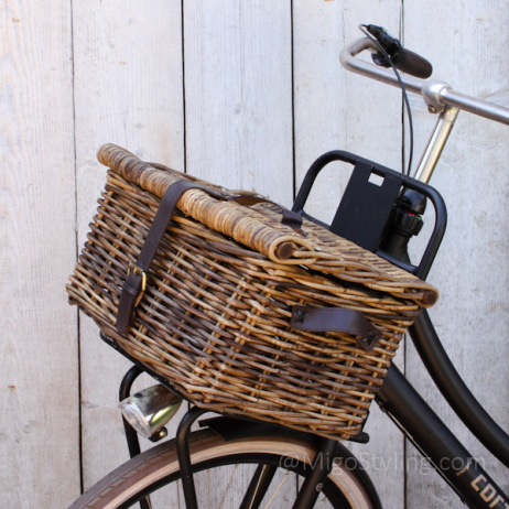 Bakfietsmand middel met deksel Bruin