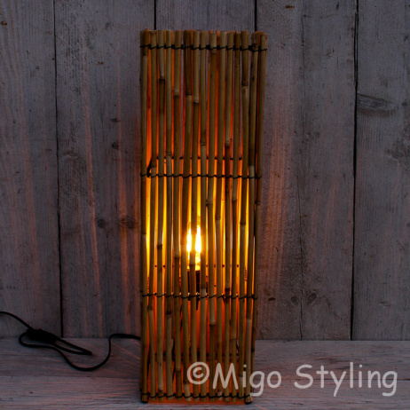 Bamboe lamp vierkant H 62cm