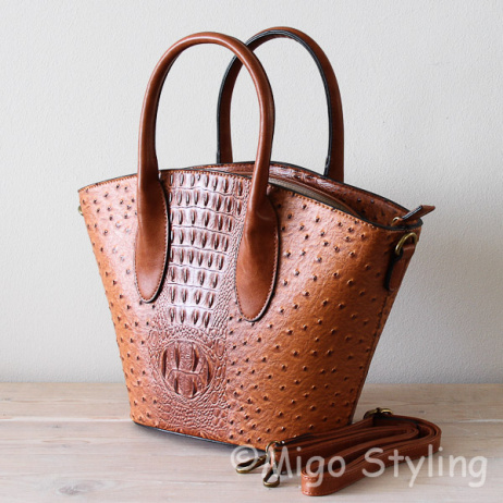 Croco tas Ibiza Camel met hengsel