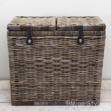 Duo wasmand met leren riem