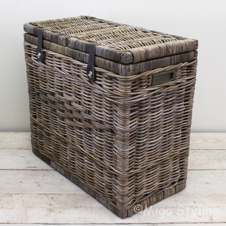 Duo wasmand met leren riem
