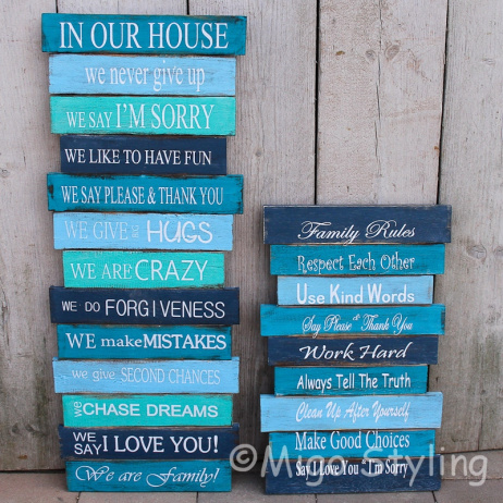 Family Rules bord Blauw groot  