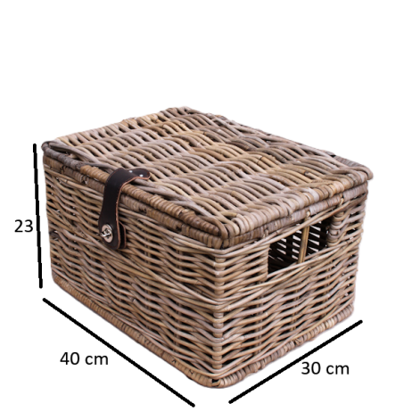 Fietsmand met deksel (M) grey rotan