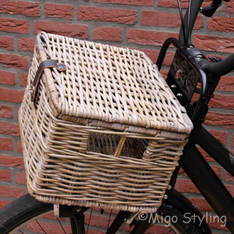 Fietsmand met deksel (M) grey rotan