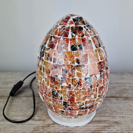 Gekleurde Mozaiek design tafellamp Egg (rood oranje)
