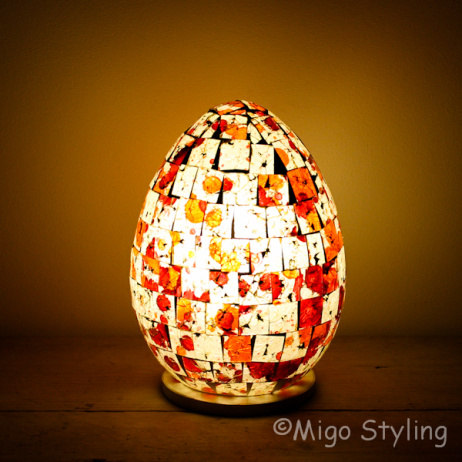 Gekleurde Mozaiek design tafellamp Egg (rood oranje) 