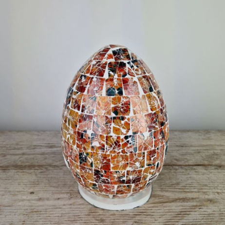 Gekleurde Mozaiek design tafellamp Egg (rood oranje)