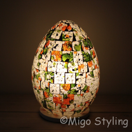 Gekleurde Mozaiek design tafellamp Egg (rood oranje groen)