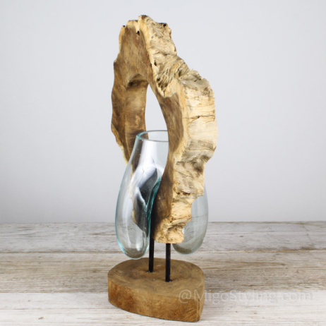 Glas op hout ornament (a)