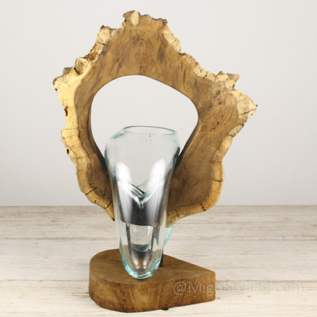 Glas op hout ornament (b)